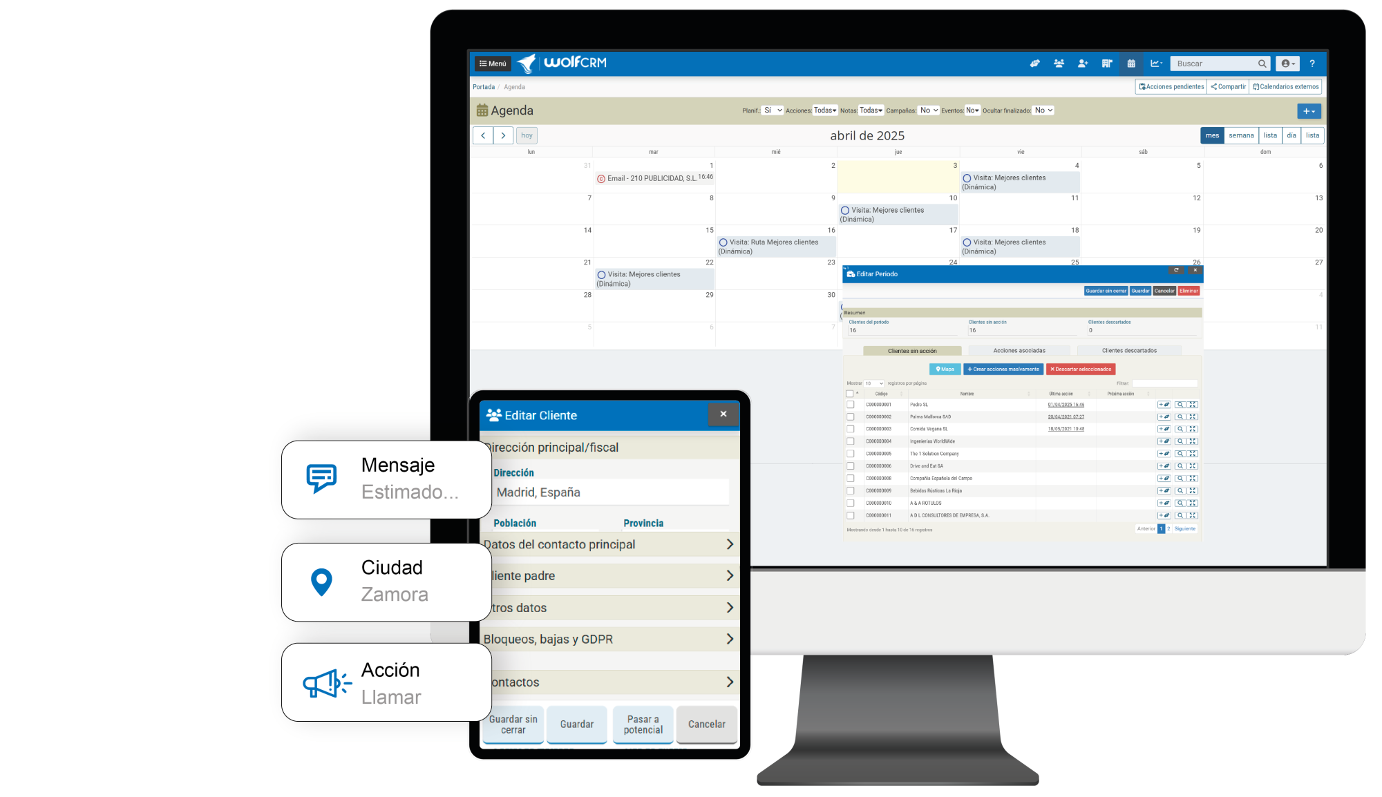 WolfCRM Calendario y Organización