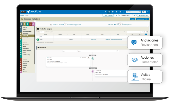 WolfCRM CRM Bodegas Tablet